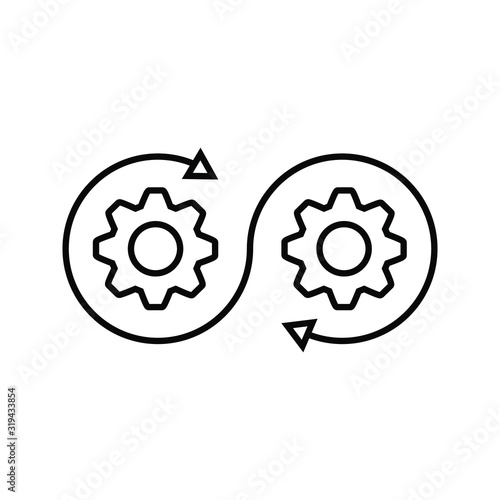 Development icon in transparent style. Devops vector illustration on isolated background. Cog with arrow business concept
