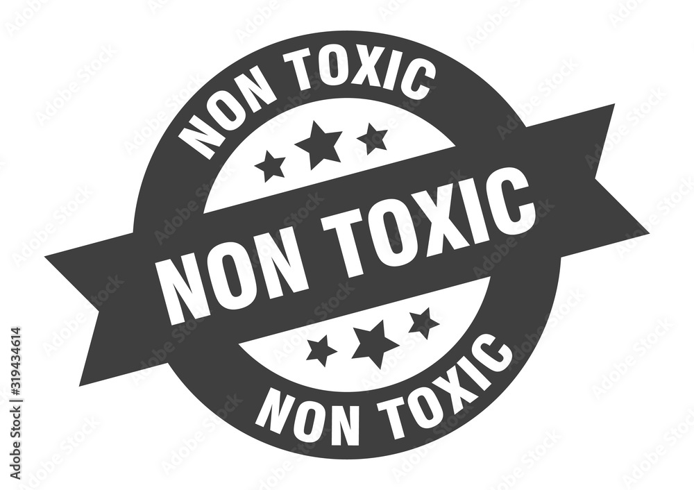 non toxic sign. non toxic round ribbon sticker. non toxic tag