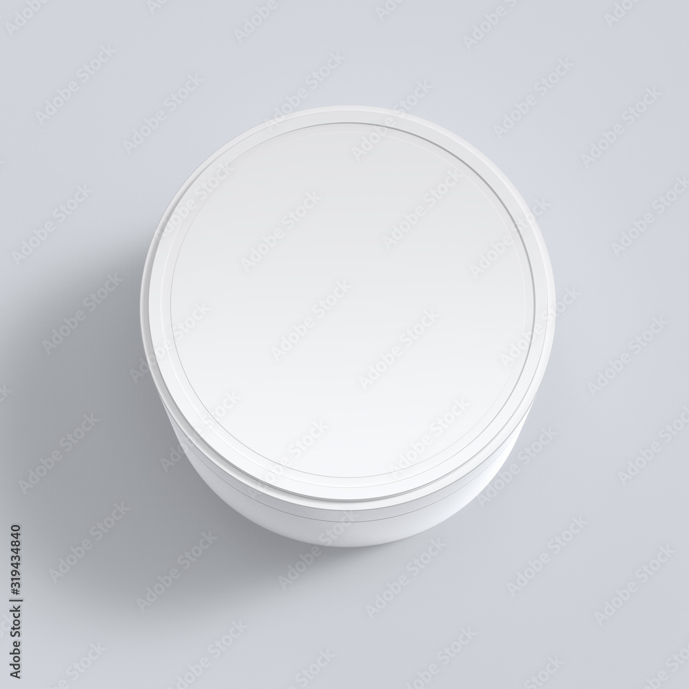 Top View of Jar for Cosmetic Cream or Gel. 3D Render on Light Grey Background. Top View of Jar for Cosmetic Cream or Gel. 3D Render on Light Grey Background.