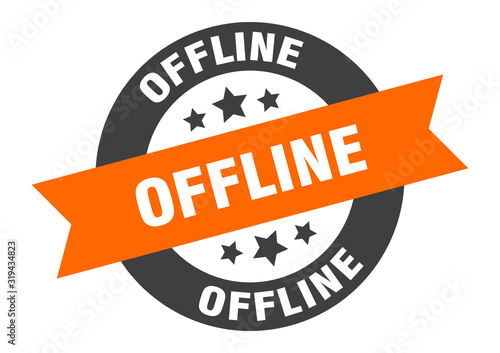 offline sign. offline round ribbon sticker. offline tag photo