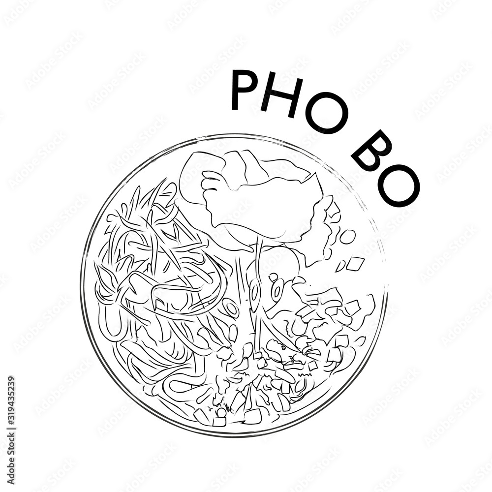 Vector Illustration of Pho Bo soup Vector Illustration of Pho Bo soup