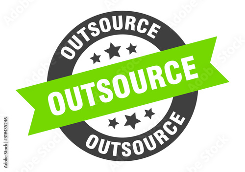 outsource sign. outsource round ribbon sticker. outsource tag