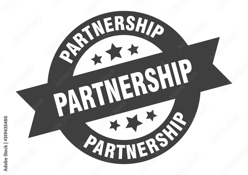 partnership sign. partnership round ribbon sticker. partnership tag