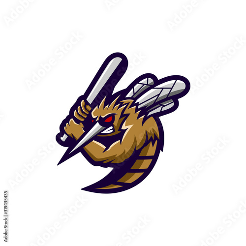 MOSQUITO LOGO MASCOT FOR BASEBALL LOGO VECTOR ILLUSTRATION, suitable for sports team mascot logos and etc.