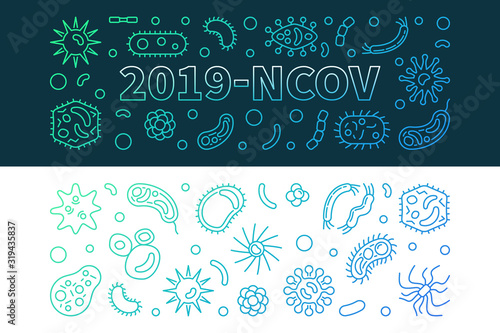 Vector 2019-NCOV concept linear colorful horizontal banners