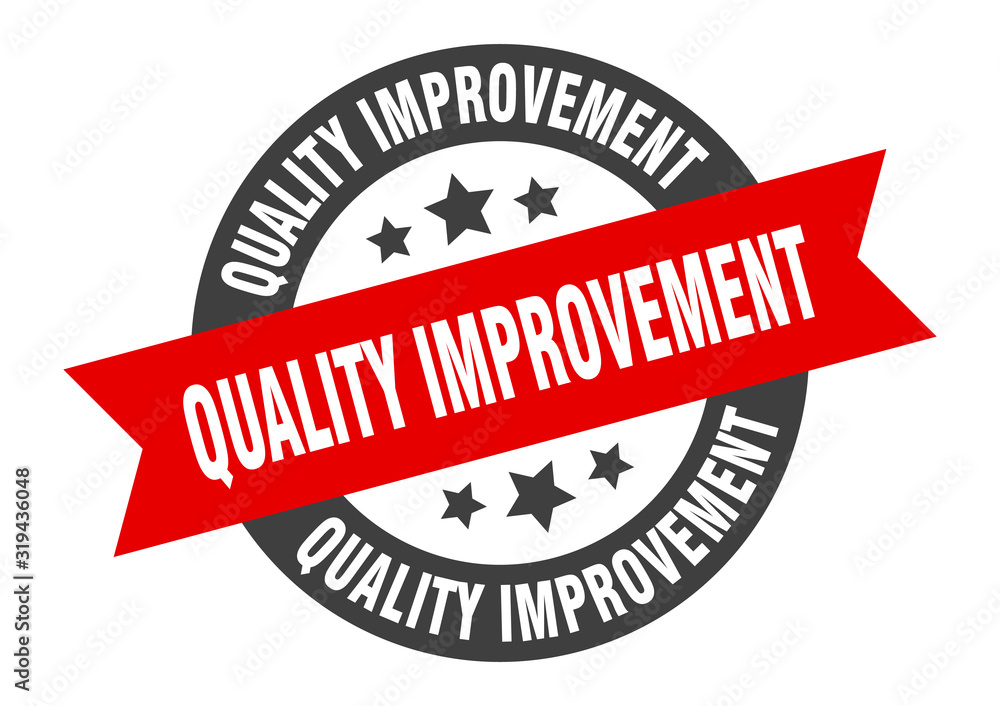 Obraz premium quality improvement sign. quality improvement round ribbon sticker. quality improvement tag