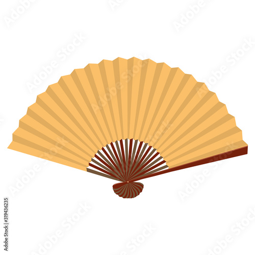 Traditional asian folding hand fan. Vector illustration.