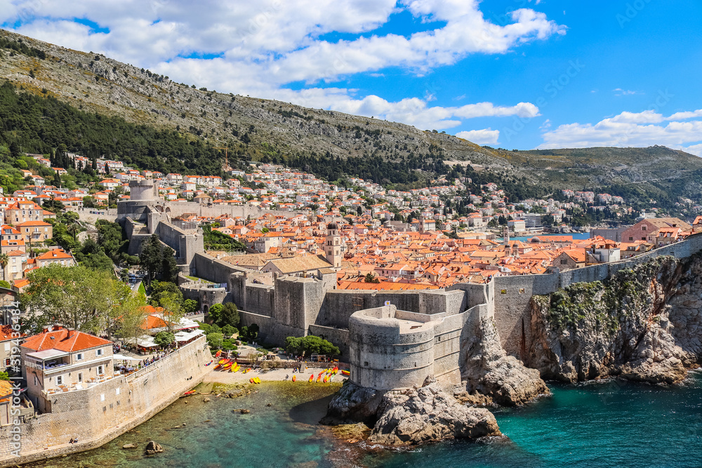Panorama of old city of Dubrovnik on a beautiful summer day, Croatia