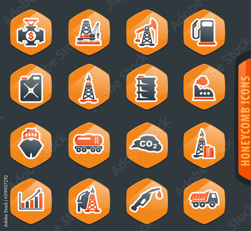 Extraction of oil icons set