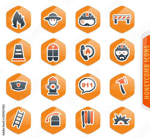 Fire brigade icons set