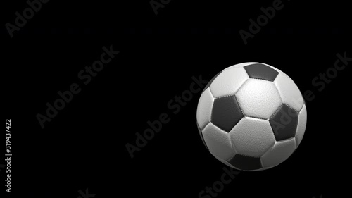 Textured realistic soccer ball UHD 3D animation with alpha matte