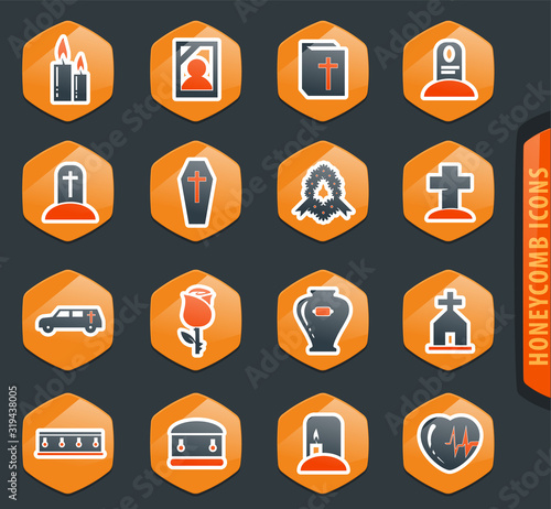 Funeral service icons set