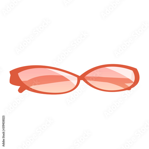Red sunglasses for women. Vector isolated illustration.