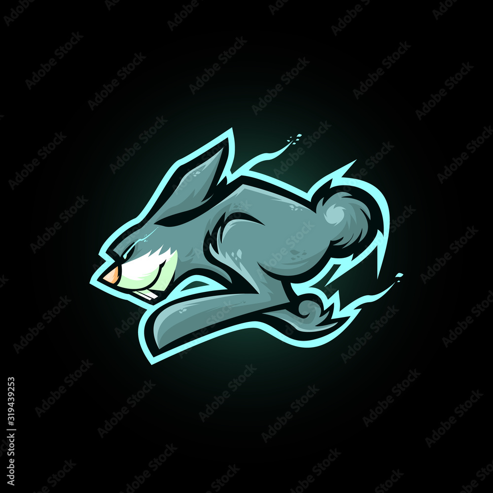 Obraz premium running rabbit gaming mascot vector illustration