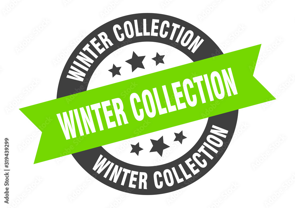 Obraz premium winter collection sign. winter collection round ribbon sticker. winter collection tag