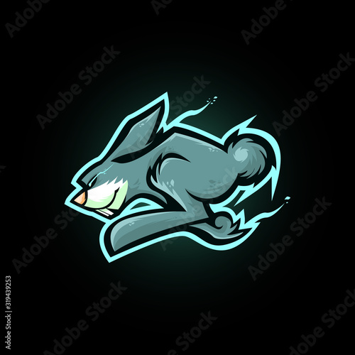 running rabbit gaming mascot vector illustration