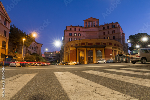 Rome, Italy - Dec 31, 2019: The Palladium building in Garbatella district, Rome, Italy