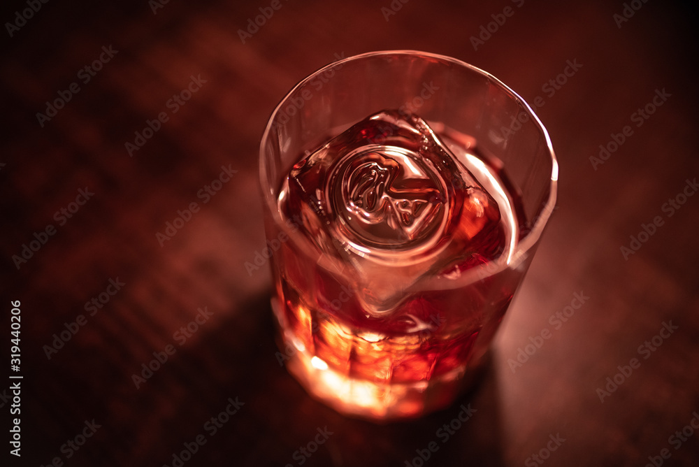 Negroni cocktail on bartop Negroni cocktail on bartop