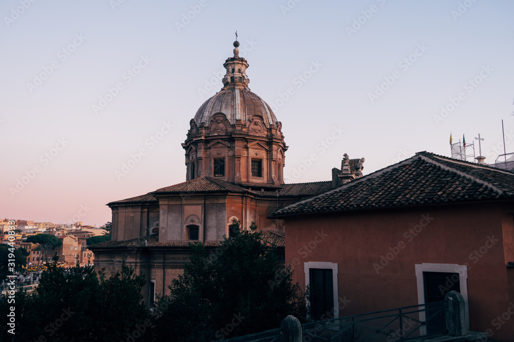 Rome, Italy - Jan 1, 2020: Chiesa dei Santi Luca e Martina, in Rome, Italy