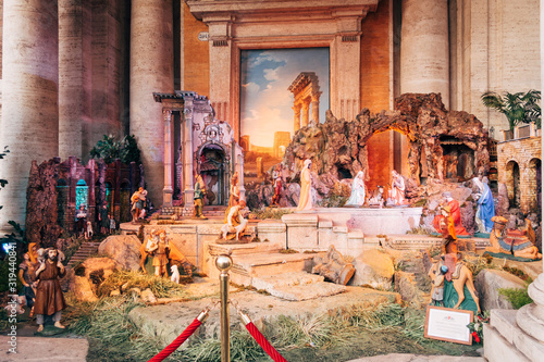 Photography Rome, Italy - Jan 1, 2020: Christmas Nativity scene at the Palazzo Nuovo, Rome, Lazio, Italy