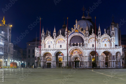  San Marco Cathedral in Venice. Night view