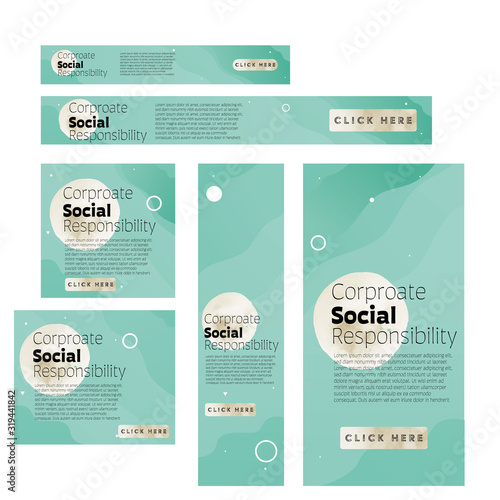 vector template. CSR walkthrough website steps with illustrations. Corporate social responsibility policy