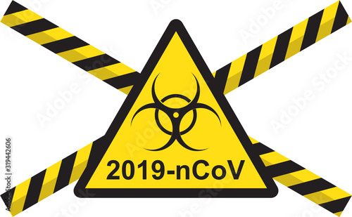 Vector illustration of concept of 2019-nCov novel Coronavirus biological hazard. Coronavirus danger from China. Pathogen respiratory coronavirus, ,SARS pandemic risk alert.