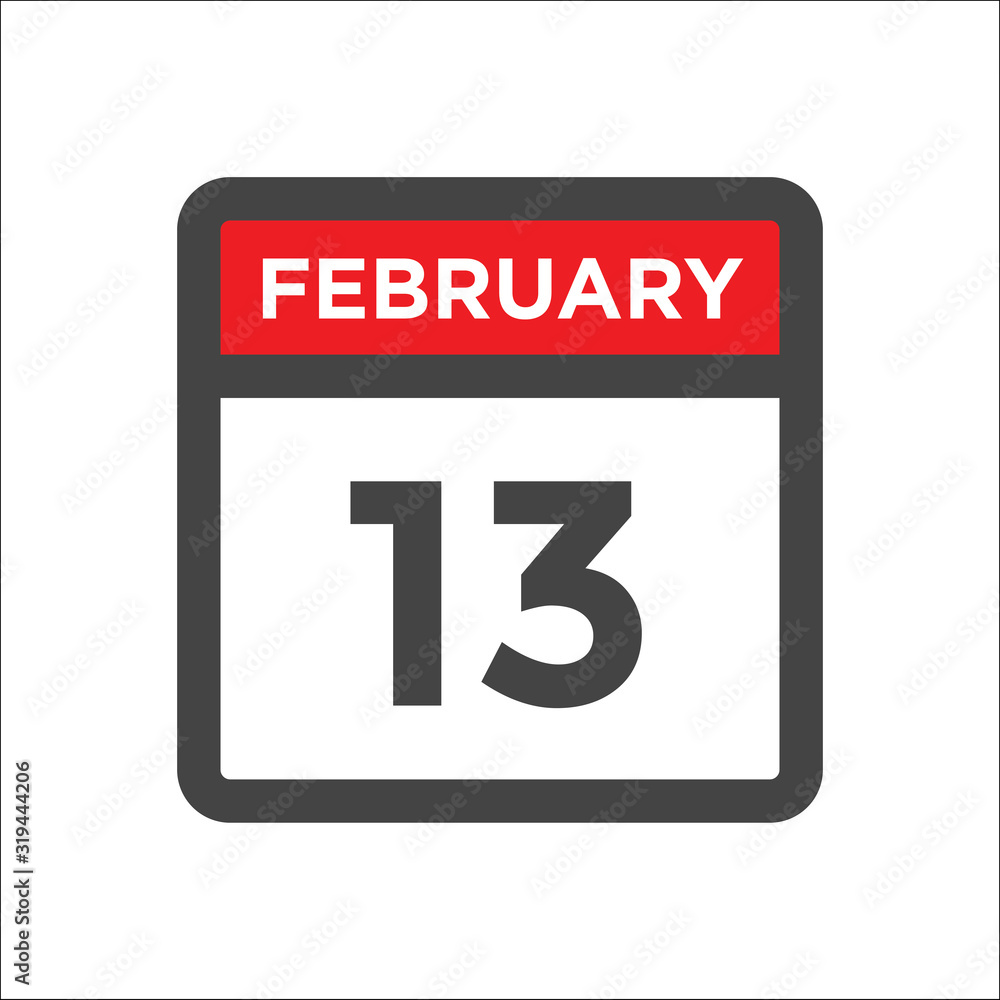 Fototapeta premium February 13 calendar icon with day of month