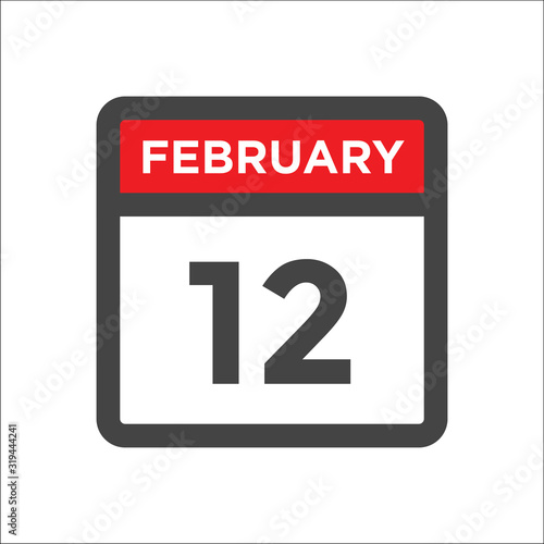 February 12 calendar icon with day of month