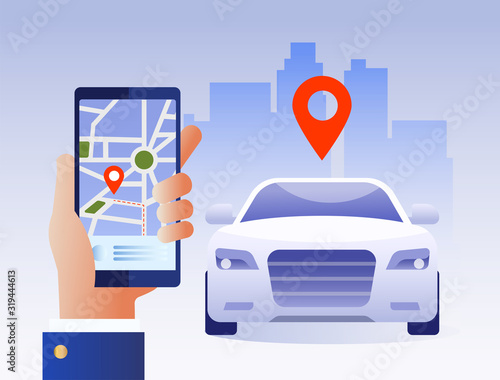Mobile city transportation vector illustration concept