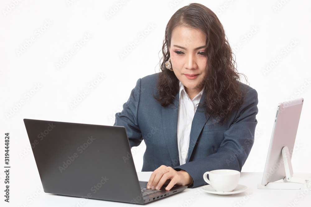 Beautiful young executive with her work and coffee Beautiful young executive with her work and coffee