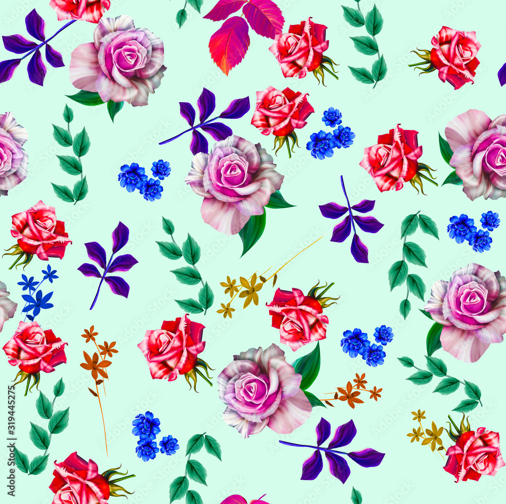 Flowers are full of romance,the leaves and flowers art design Flowers are full of romance,the leaves and flowers art design