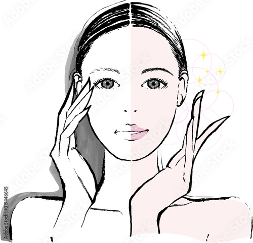 女性　眉毛　ビフォーアフター