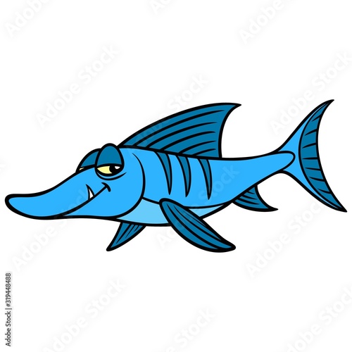 Sneaky Fish - A cartoon illustration of a sneaky tropical Fish.