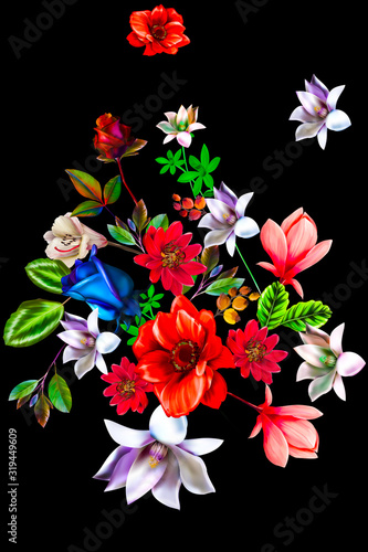 colorful with beautiful flowers and background