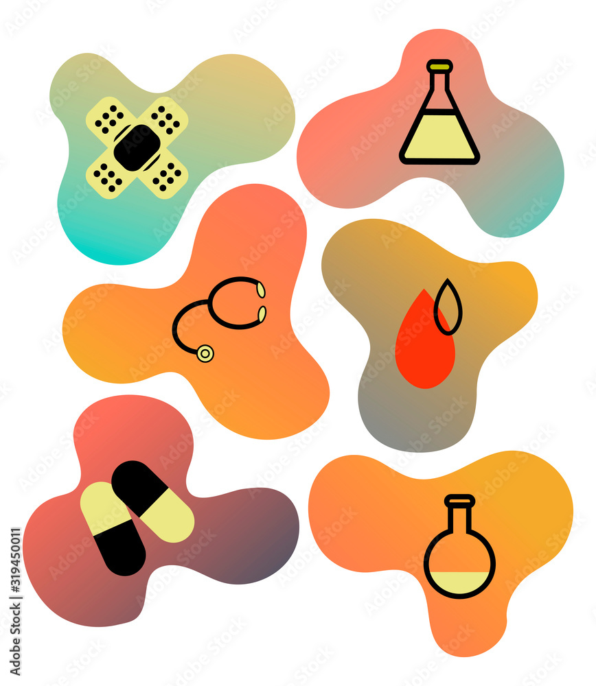 Set of flat Medical icons in flat design. Nine icons of medicine, pharmacy, aid and health care. Set of flat Medical icons in flat design. Nine icons of medicine, pharmacy, aid and health care.