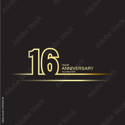 16 Year Anniversary Vector Template Design Illustration