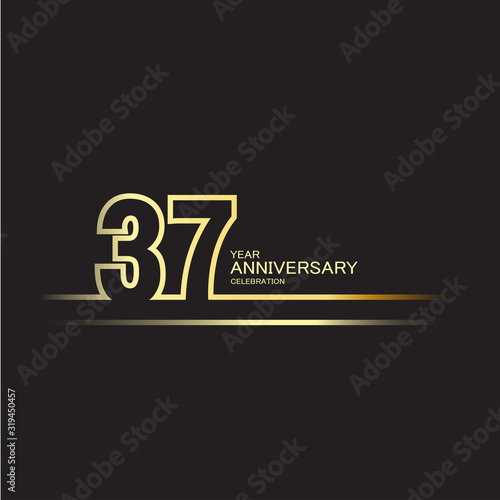 37 Year Anniversary Vector Template Design Illustration
