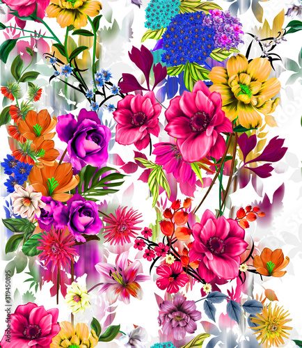 Flowers are full of romance,the leaves and flowers art design