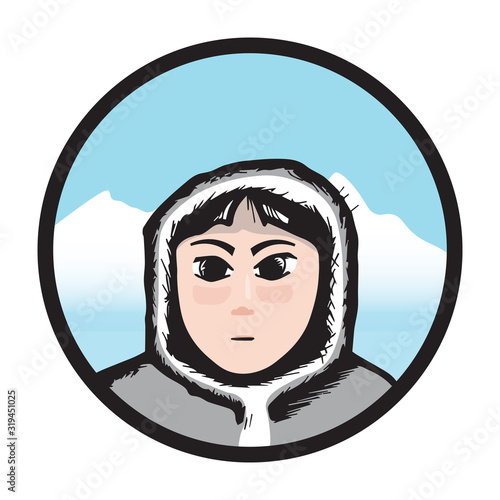 Eskimo boy character portrait icon
