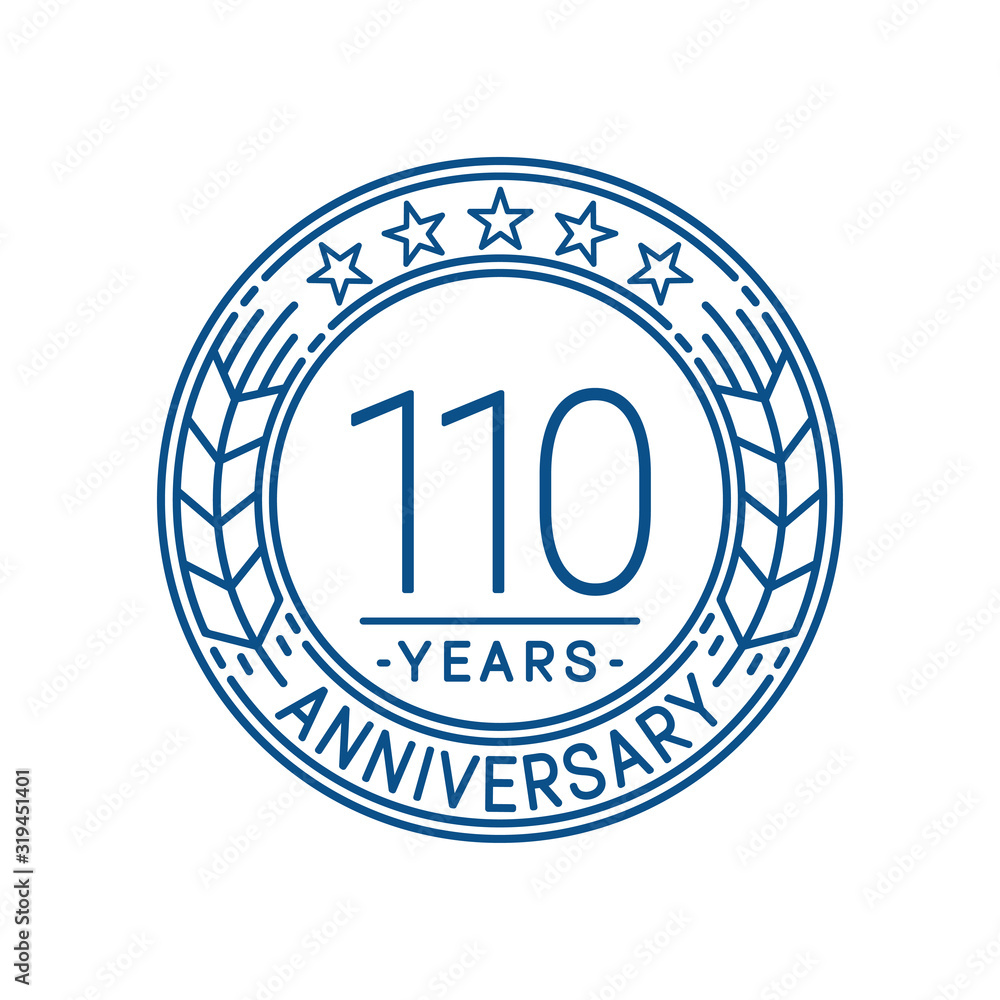 110 years anniversary celebration logo template. Line art vector and illustration.