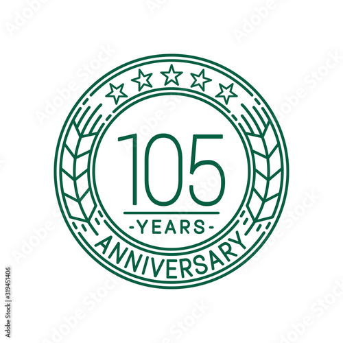 105 years anniversary celebration logo template. Line art vector and illustration.