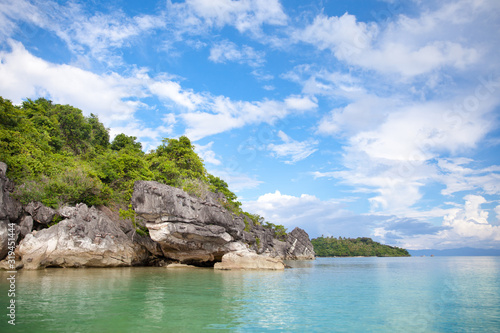 Rocks by the sea on Caramoan Island, Philippines, Asia. Beautiful seascape.