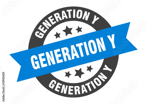 generation y sign. generation y round ribbon sticker. generation y tag