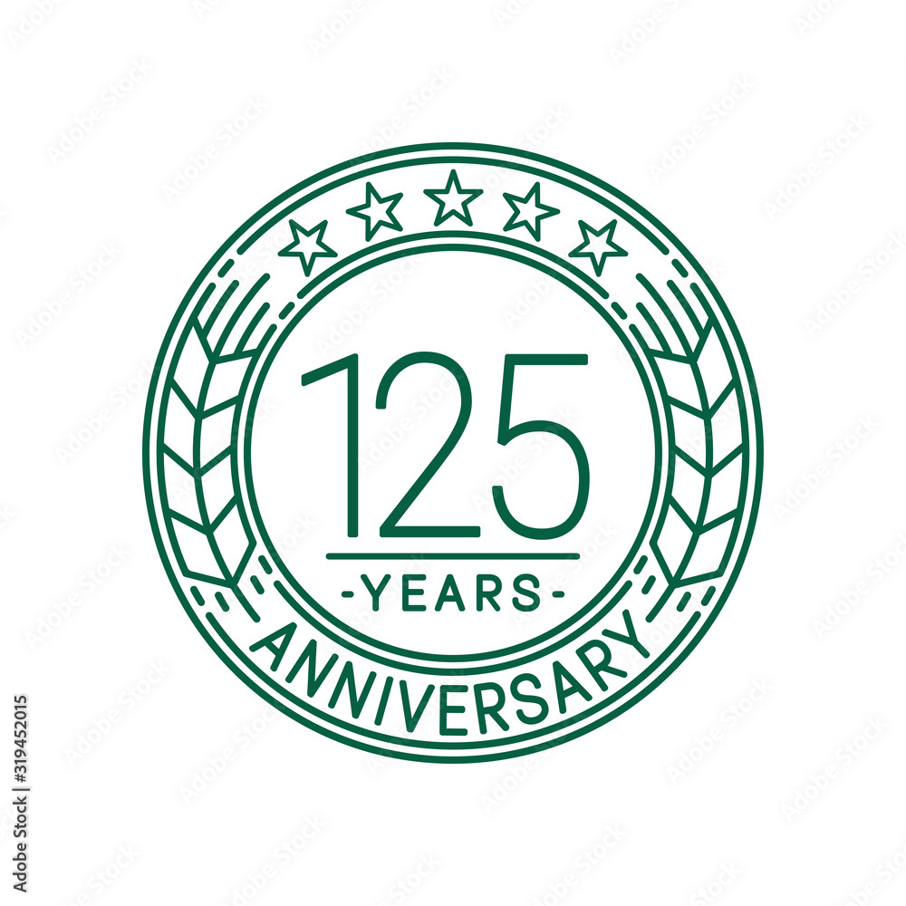 125 years anniversary celebration logo template. Line art vector and illustration. 125 years anniversary celebration logo template. Line art vector and illustration.