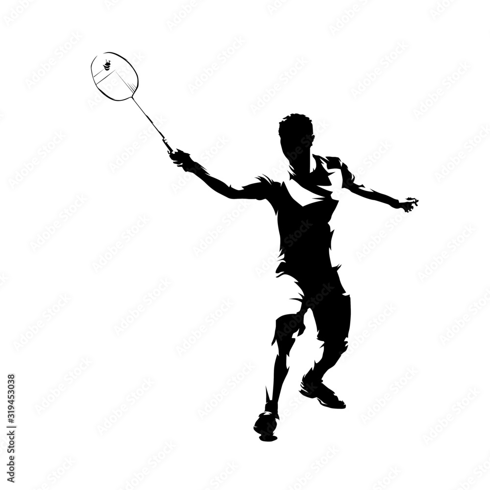 One continuous line drawing of young badminton player jump hit shuttlecock  with racket. Competitive sport concept. Dynamic single line draw design  illustration for tournament promotion poster 24108460 PNG