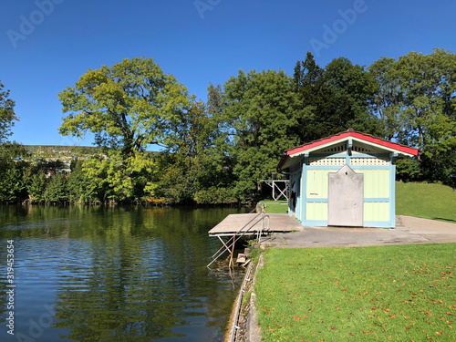 The lake Mannenweier or Mannenweiher pond (Three Ponds recreation area or Das Naherholungsgebiet Drei Weihern), Drei Weieren - St. Gallen, Switzerland photo