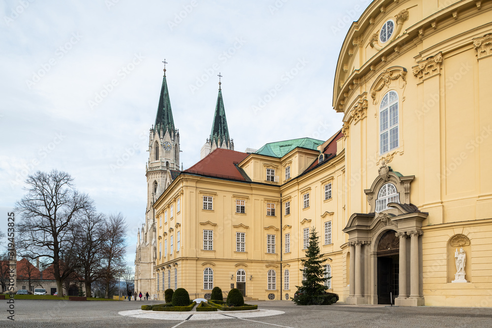 Abbey of Klosterneuburg monastery on a cloudy day