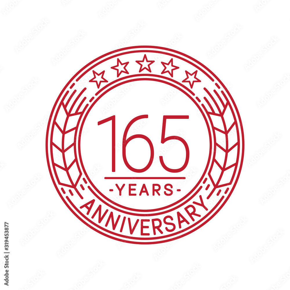165 years anniversary celebration logo template. Line art vector and illustration.