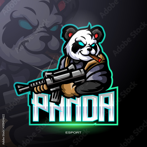 Panda warrior mascot logo esport design